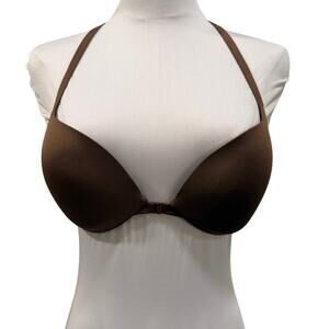 SKIMS Chocolate Brown Sculpt T-Back Bra 34B Sleek Minimal Contour Lingerie